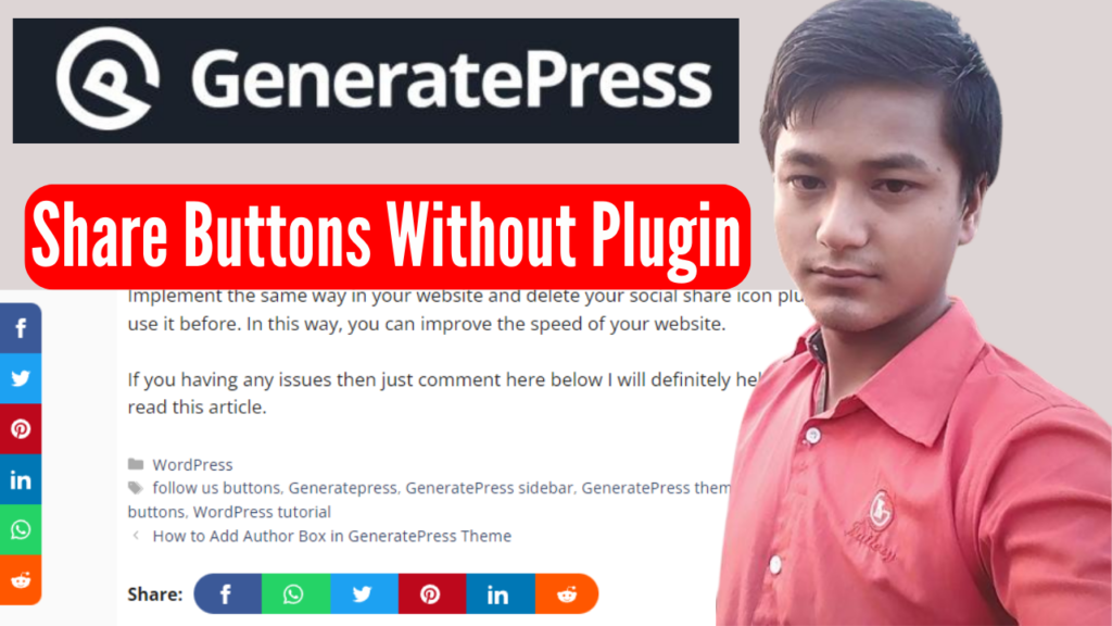 How to add social share buttons in Generatepress Theme without plugin