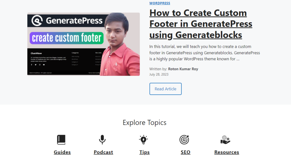 GeneratePress Free Theme Home Page Design using GenerateBlocks 